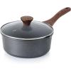 imageSENSARTE Nonstick Saucepan with Lid 15 Quarts Small Pot with Swiss Granite Coating Staycool Handle Multipurpose Handy Sauce Pot Small Kitchen Cooking Pot Induction Comptable PFOA FreeGray Granite