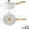 imageSENSARTE Nonstick Saucepan with Lid 15 Quarts Small Pot with Swiss Granite Coating Staycool Handle Multipurpose Handy Sauce Pot Small Kitchen Cooking Pot Induction Comptable PFOA FreeWhite Ceramic
