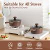 imageSENSARTE Nonstick Saucepan with Lid 15 Quarts Small Pot with Swiss Granite Coating Staycool Handle Multipurpose Handy Sauce Pot Small Kitchen Cooking Pot Induction Comptable PFOA FreeToffee Brown