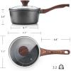 imageSENSARTE Nonstick Saucepan with Lid 15 Quarts Small Pot with Swiss Granite Coating Staycool Handle Multipurpose Handy Sauce Pot Small Kitchen Cooking Pot Induction Comptable PFOA FreeGray Granite