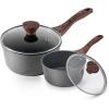 imageSENSARTE Nonstick Saucepan with Lid 15 Quarts Small Pot with Swiss Granite Coating Staycool Handle Multipurpose Handy Sauce Pot Small Kitchen Cooking Pot Induction Comptable PFOA FreeGray Granite