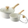 imageSENSARTE Nonstick Saucepan with Lid 15 Quarts Small Pot with Swiss Granite Coating Staycool Handle Multipurpose Handy Sauce Pot Small Kitchen Cooking Pot Induction Comptable PFOA FreeWhite Ceramic