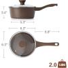 imageSENSARTE Nonstick Saucepan with Lid 15 Quarts Small Pot with Swiss Granite Coating Staycool Handle Multipurpose Handy Sauce Pot Small Kitchen Cooking Pot Induction Comptable PFOA FreeToffee Brown