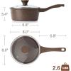 imageSENSARTE Nonstick Saucepan with Lid 15 Quarts Small Pot with Swiss Granite Coating Staycool Handle Multipurpose Handy Sauce Pot Small Kitchen Cooking Pot Induction Comptable PFOA FreeToffee Brown
