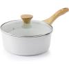 imageSENSARTE Nonstick Saucepan with Lid 15 Quarts Small Pot with Swiss Granite Coating Staycool Handle Multipurpose Handy Sauce Pot Small Kitchen Cooking Pot Induction Comptable PFOA FreeWhite Ceramic