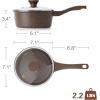 imageSENSARTE Nonstick Saucepan with Lid 15 Quarts Small Pot with Swiss Granite Coating Staycool Handle Multipurpose Handy Sauce Pot Small Kitchen Cooking Pot Induction Comptable PFOA FreeToffee Brown