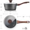 imageSENSARTE Nonstick Saucepan with Lid 15 Quarts Small Pot with Swiss Granite Coating Staycool Handle Multipurpose Handy Sauce Pot Small Kitchen Cooking Pot Induction Comptable PFOA FreeGray Granite