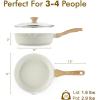 imageSENSARTE Nonstick Skillet Deep Frying Pan 101112inch Saute Pan with Lid Staycool Handle Healthy Stone Cookware Cooking Pan Induction Compatible 10Inch35QTWhite Ceramic
