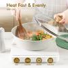 imageSENSARTE Nonstick Skillet Deep Frying Pan 101112inch Saute Pan with Lid Staycool Handle Healthy Stone Cookware Cooking Pan Induction Compatible 10Inch35QTWhite Ceramic