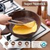 imageSENSARTE Nonstick Skillet Deep Frying Pan 101112inch Saute Pan with Lid Staycool Handle Healthy Stone Cookware Cooking Pan Induction Compatible 10Inch35QTToffee Brown