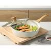 imageSENSARTE Nonstick Skillet Deep Frying Pan 101112inch Saute Pan with Lid Staycool Handle Healthy Stone Cookware Cooking Pan Induction Compatible 10Inch35QTWhite Ceramic