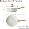 imageSENSARTE Nonstick Skillet Deep Frying Pan 101112inch Saute Pan with Lid Staycool Handle Healthy Stone Cookware Cooking Pan Induction Compatible 10Inch35QTWhite Ceramic