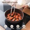 imageSENSARTE Nonstick Skillet Deep Frying Pan 101112inch Saute Pan with Lid Staycool Handle Healthy Stone Cookware Cooking Pan Induction Compatible 10Inch35QTToffee Brown