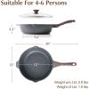imageSENSARTE Nonstick Skillet Deep Frying Pan 101112inch Saute Pan with Lid Staycool Handle Healthy Stone Cookware Cooking Pan Induction Compatible 10Inch35QTClassic Granite