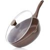 imageSENSARTE Nonstick Skillet Deep Frying Pan 101112inch Saute Pan with Lid Staycool Handle Healthy Stone Cookware Cooking Pan Induction Compatible 10Inch35QTToffee Brown