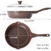 imageSENSARTE Nonstick Skillet Deep Frying Pan 101112inch Saute Pan with Lid Staycool Handle Healthy Stone Cookware Cooking Pan Induction Compatible 10Inch35QTToffee Brown