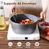 imageSENSARTE Nonstick Stock Pot with Lid 45 Quart Induction Cooking Pot with Tempered Glass Lid Stew Pot with Swiss Nonstick Granite Coating PFOA PFOS APEO Free GrayGray