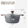 imageSENSARTE Nonstick Stock Pot with Lid 45 Quart Induction Cooking Pot with Tempered Glass Lid Stew Pot with Swiss Nonstick Granite Coating PFOA PFOS APEO Free GrayGray