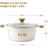 imageSENSARTE Nonstick Stock Pot with Lid 45 Quart Induction Cooking Pot with Tempered Glass Lid Stew Pot with Swiss Nonstick Granite Coating PFOA PFOS APEO Free GrayWhite