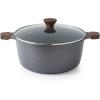 imageSENSARTE Nonstick Stock Pot with Lid 45 Quart Induction Cooking Pot with Tempered Glass Lid Stew Pot with Swiss Nonstick Granite Coating PFOA PFOS APEO Free GrayGray