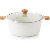 imageSENSARTE Nonstick Stock Pot with Lid 45 Quart Induction Cooking Pot with Tempered Glass Lid Stew Pot with Swiss Nonstick Granite Coating PFOA PFOS APEO Free GrayWhite