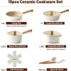 imageSENSARTE Pots and Pans Set Nonstick Cookware Set Kitchen Cooking Set Nonstick Dishwasher ampamp Oven Safe Induction Compatible Free of Intentionally Added PFOAPFOS 13pcs BlackCream Ceramic