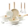 imageSENSARTE Pots and Pans Set Nonstick Cookware Set Kitchen Cooking Set Nonstick Dishwasher ampamp Oven Safe Induction Compatible Free of Intentionally Added PFOAPFOS 13pcs BlackCream Ceramic