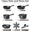 imageSENSARTE Pots and Pans Set Nonstick Cookware Set Kitchen Cooking Set Nonstick Dishwasher ampamp Oven Safe Induction Compatible Free of Intentionally Added PFOAPFOS 13pcs BlackNight Black
