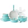 imageSENSARTE 17 Piece Pots and Pans Set Nonstick Detachable Handle Cookware Set Induction Kitchen Cookware Set with Removable Handle Healthy Non Stick for RV Dishwasher  Oven Safe PFOA Free WhiteTurquoise