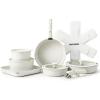 imageSENSARTE 17 Piece Pots and Pans Set Nonstick Detachable Handle Cookware Set Induction Kitchen Cookware Set with Removable Handle Healthy Non Stick for RV Dishwasher  Oven Safe PFOA Free WhiteWhite