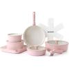 imageSENSARTE 17 Piece Pots and Pans Set Nonstick Detachable Handle Cookware Set Induction Kitchen Cookware Set with Removable Handle Healthy Non Stick for RV Dishwasher  Oven Safe PFOA Free WhitePink