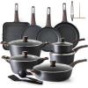 imageSENSARTE Ceramic Cookware Sets Pots and Pans Set Non stick Non toxic Healthy Induction Cookware 26 Pcs Nonstick Kitchen Cooking Set wFrying Pans Set Saucepans SetClassic Black