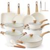 imageSENSARTE Ceramic Cookware Sets Pots and Pans Set Non stick Non toxic Healthy Induction Cookware 26 Pcs Nonstick Kitchen Cooking Set wFrying Pans Set Saucepans SetCeramic White