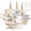 imageSENSARTE Ceramic Cookware Sets Pots and Pans Set Nonstick 20Piece Induction Cookware Nontoxic Healthy Non Stick Kitchen Cooking Set with StayCool Handles PFAS PTFE PFOA PFOS FreeCeramic White