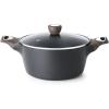 imageSENSARTE Ceramic Nonstick Stock Pot with Lid 264566 QT Soup Pot Casserole Pot Nontoxic Healthy Pasta Pot Large Cooking Pot Stew Pot Induction Compatible PFOA PFAS PTFE Free WhiteClassic Black