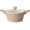 imageSENSARTE Ceramic Nonstick Stock Pot with Lid 264566 QT Soup Pot Casserole Pot Nontoxic Healthy Pasta Pot Large Cooking Pot Stew Pot Induction Compatible PFOA PFAS PTFE Free WhiteCeramic Taupe