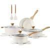 imageSENSARTE Nonstick Ceramic Cookware Set 13Piece Healthy Pots and Pans Set Nontoxic Kitchen Cooking Set with StayCool Handles Silicone Tools and Pot Protectors PFAS and PFOA FreeWhite