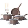 imageSENSARTE Nonstick Ceramic Cookware Set 13Piece Healthy Pots and Pans Set Nontoxic Kitchen Cooking Set with StayCool Handles Silicone Tools and Pot Protectors PFAS and PFOA FreeToffee Brown