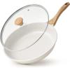 imageSENSARTE Nonstick Ceramic Frying Pan with Lid 8951011125 Inch Omelet Pan Skillet Free of Intentionally Added PFASPTFE Nontoxic Chefs Pan Induction Compatible Pan Heat Resistant HandleWhite Ceramic