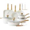 imageSENSARTE Nonstick Cookware Set 23Piece Non Stick Pots and Pans Set with Swiss Granite Coating Healthy Kitchen Cooking Set StayCool HandlesWhite