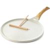 imageSENSARTE Nonstick Crepe Pan Swiss Granite Coating Dosa Pan Pancake Flat Skillet Tawa Griddle 10Inch with StayCool Handle Induction CompatibleWhite