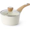 imageSENSARTE Nonstick Sauce Pan with Lid 15QT Small Sauce Pot Staycool Handle Multipurpose Handy Little Saucepan Induction Capable PFOA Free WhiteCeramic White