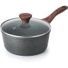imageSENSARTE Nonstick Saucepan with Lid 15 Quarts Small Pot with Swiss Granite Coating Staycool Handle Multipurpose Handy Sauce Pot Small Kitchen Cooking Pot Induction Comptable PFOA FreeGray Granite