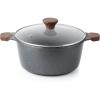imageSENSARTE Nonstick Stock Pot with Lid 45 Quart Induction Cooking Pot with Tempered Glass Lid Stew Pot with Swiss Nonstick Granite Coating PFOA PFOS APEO Free GrayGray