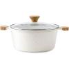 imageSENSARTE Nonstick Stock Pot with Lid 45 Quart Induction Cooking Pot with Tempered Glass Lid Stew Pot with Swiss Nonstick Granite Coating PFOA PFOS APEO Free GrayWhite