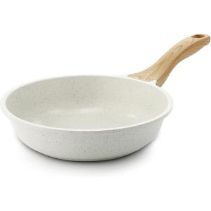 imageSENSARTE 125 Inch Nonstick Frying Pan Skillet Swiss Granite Coating Omelette Pan Healthy Stone Cookware PFOA FreeWhite
