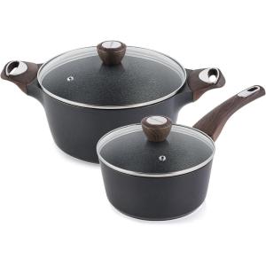 imageSENSARTE 4Pcs Nonstick Cookware Sets Pots and Pans Set 15QT Sauce Pan with Lid ampamp 45 QT Stock Pot Non Toxic PFOAampampPFOS Free
