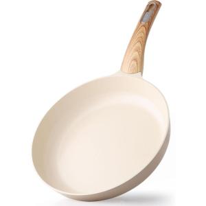 imageSENSARTE Ceramic Nonstick Frying Pan Small Skillet 8Inch Non Stick Omelette Pans Nontoxic Healthy Kitchen Cooking Chefs Pan Free of Intentionally Added PFOAPFASPTFE Induction Compatible TaupeCeramic Taupe