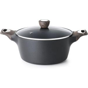imageSENSARTE Ceramic Nonstick Stock Pot with Lid 264566 QT Soup Pot Casserole Pot Nontoxic Healthy Pasta Pot Large Cooking Pot Stew Pot Induction Compatible PFOA PFAS PTFE Free WhiteClassic Black