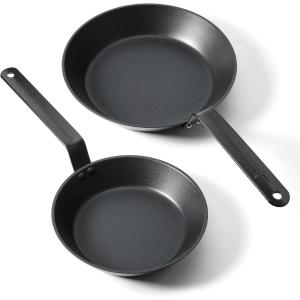 imageSENSARTE Nonstick Frying Pan Set 2Piece Oven Safe Skillets with Swiss Coating Induction Compatible Chef Pan Set Dishwasher Safe Cooking Pans PFOA PFOS Free 8 and 10 InchBlack
